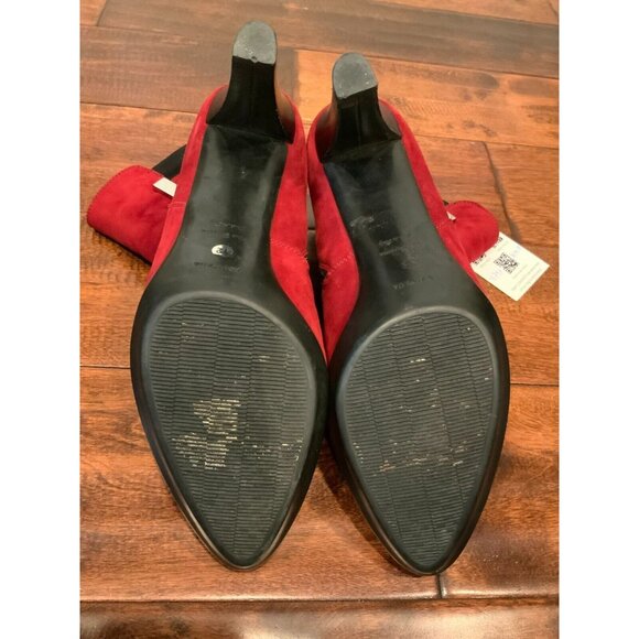 Aquatalia Red Suede High Heel Ankle Booties W/ Buckle & Zipper, Size 12 (US) - Picture 4 of 7